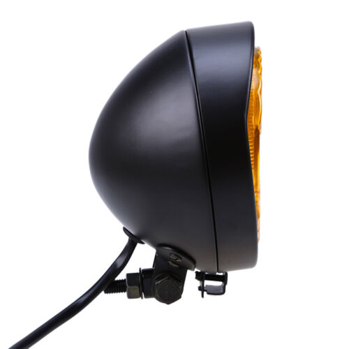 Motorcycle Black Headlight Universal Cruisers Choppers Cafe Racer Cruiser Light - Picture 11 of 12