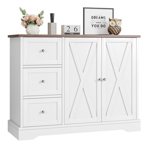 41" Farmhouse Buffet Cabinet Kitchen Storage Cabinet Buffet Sideboard w/Drawers - Picture 6 of 7