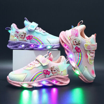 Kinderschuhe Glühen Sportschuhe Mädchen Elsa Prinzessin Schuhe Licht Up SneakerS