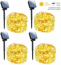4 Pack 396FT Solar String Lights Outdoor Fairy Light 1200LED 8 Modes Lighting