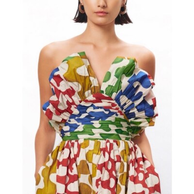 NWOT Mara Hoffman Cropped Ruffle Vivi Strapless Top