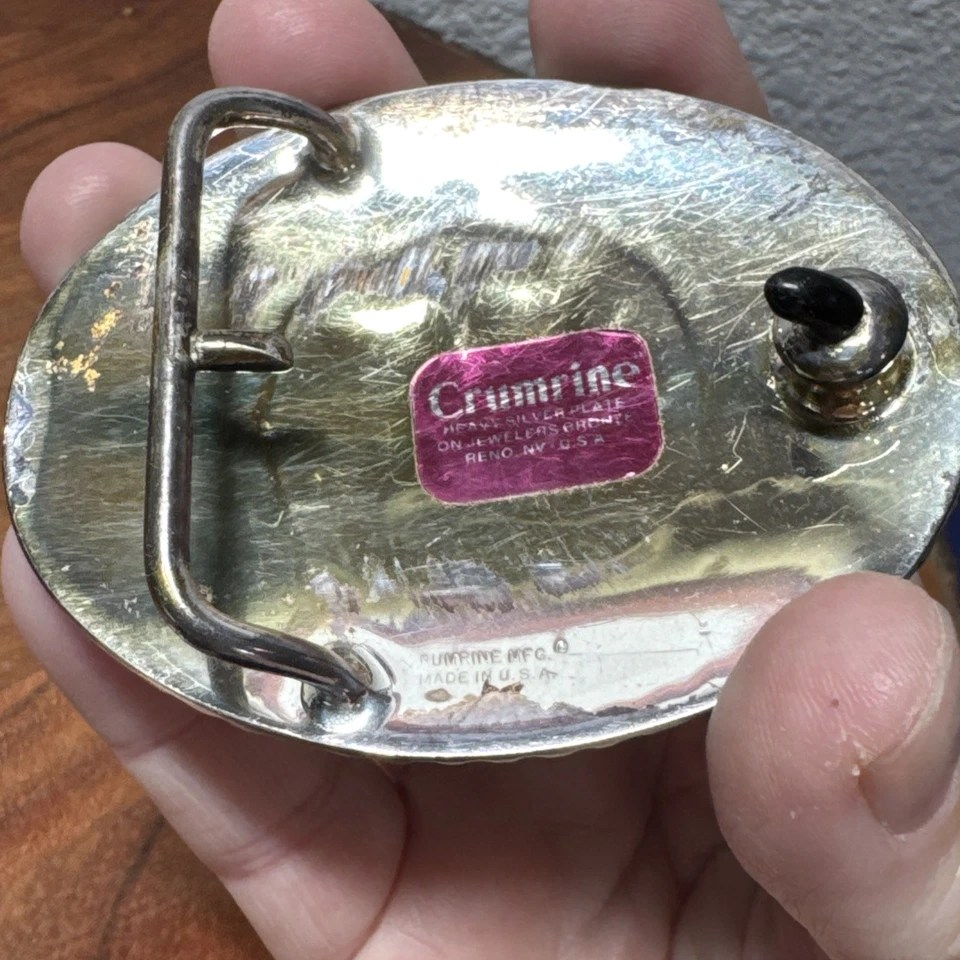 VTG USA Crumrine Western Belt Buckle Ornate Monogram Letter M Silver Belt Buckle - Image 2 of 4