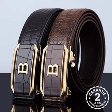 Ceinture Homme Noire Regular 120cm Réglable Automatique Peau de Serpent Cuir PU