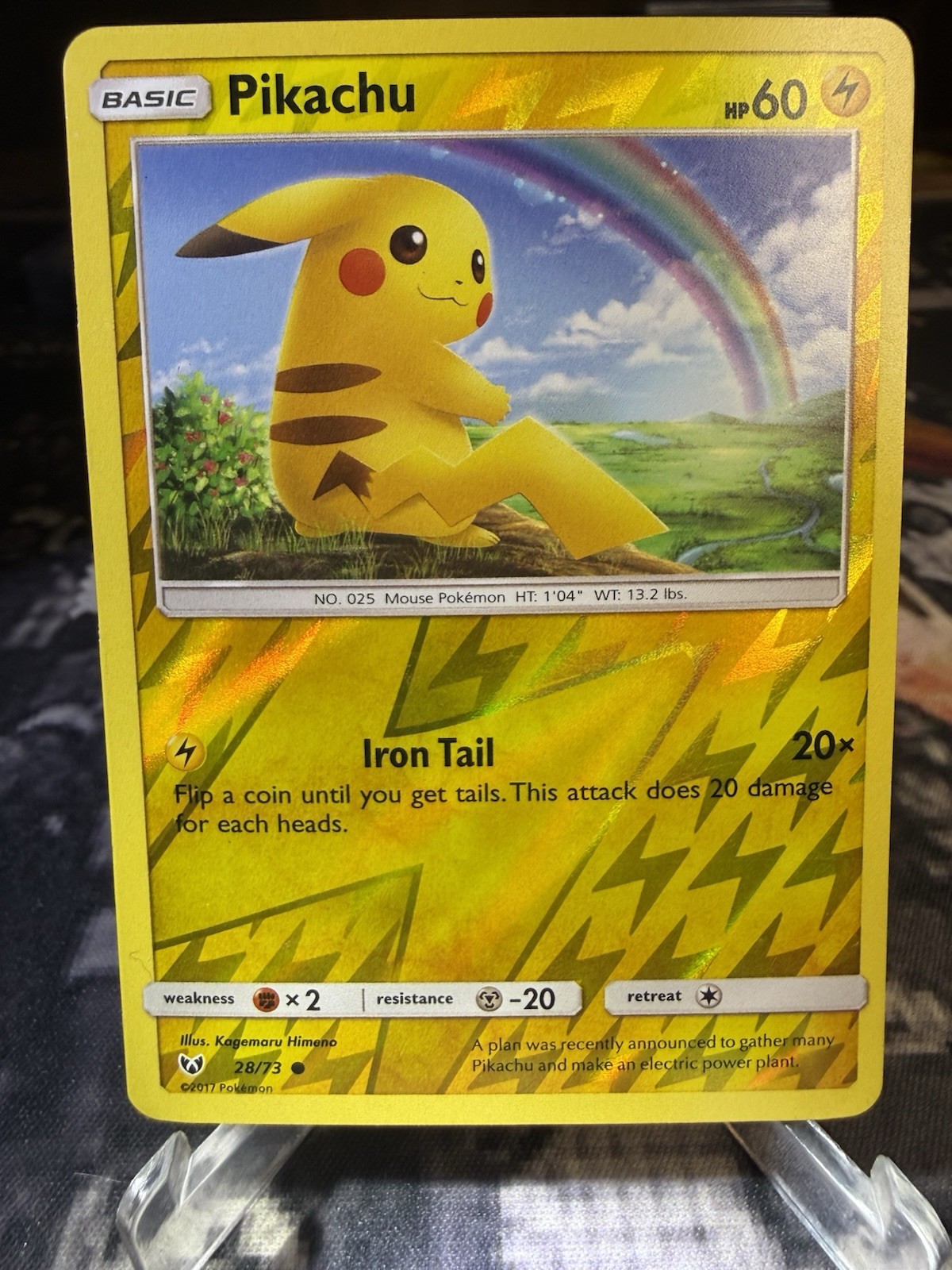 Pokemon Card Pikachu Shining Legends Reverse Holo 28/73 Near Mint