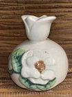 Red Wing Pottery Candlestick Hand Painted # 1015 White Rose USA 4”