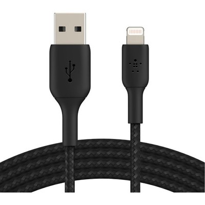 Belkin BoostCharge Braided 3.3' 12W Lightning to USB-A Cable, Black