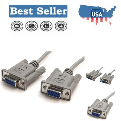 10' RS232 Null Modem Cable - DB-9 Female to Female for Efficient Data Transfer