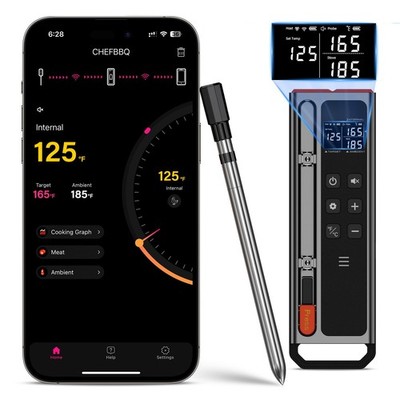 Fileeyn kabelloses Fleischthermometer 500 ft Bluetooth mit LCD Timer Alarm
