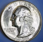 1955 Washington Quarter uncirculated Business Strike Silver 25C US Coin
