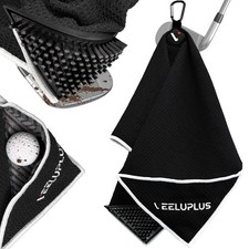 4-in-1 Magnetic Golf Towel with Brush  Cleaning Pocket Universal, Black