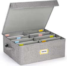 Decorative Photo Storage Box with Lid 4X6, 8 Inner Photo Organizer with Dividers