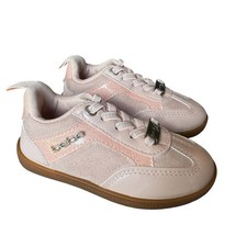 Bebe Toddler Girls Lace Plate Sneaker Size 6 Pink Slip On Glitter Non Slip NEW