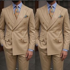 Business Offical Men's Suit Peak Lapel Double Breasted Formal Tuxedo Jacket