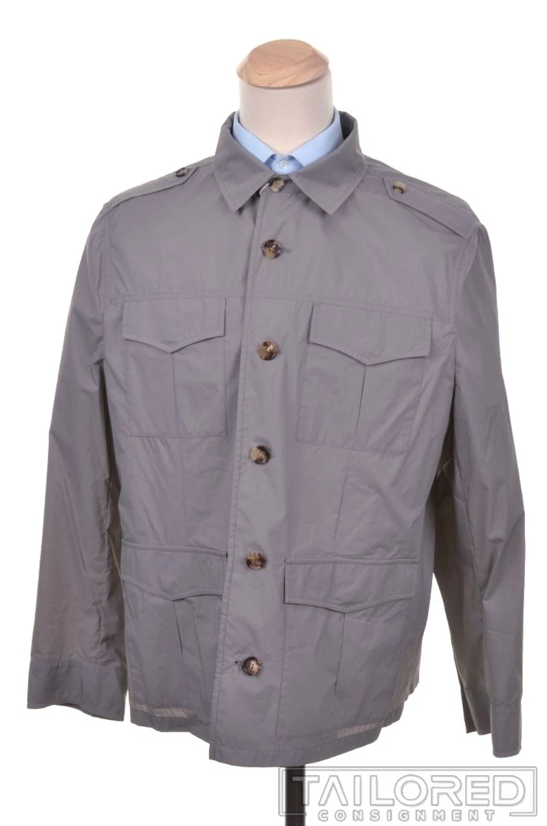 Brunello Cucinelli — NWT - BRUNELLO CUCINELLI Solid Gray Cotton Safari Jacket Coat - EU 60 / US 50