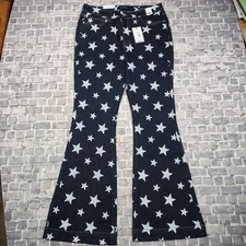 Judy Blue Jeans Size 13 31x32 Star Print Bell Bottom High Waist Patriotic Denim