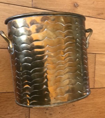 Ovaler Kupfer Übertopf mit Messinggriffen Topf Pfanne Vintage Patina (Käfig 3)