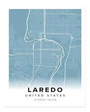Laredo Modern Map Poster Wall Art - Stylish City Decor Premium Quality