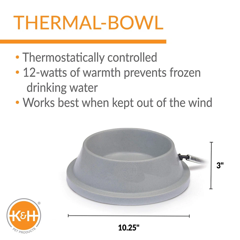 Thermal-Bowl Heated Water Bowl for Cats & Dogs Outside, Safety Listed Outdoor... - Image 3 of 4