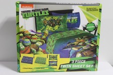 NEW Teenage Mutant Ninja Turtles 3 Pc Twin Sheet Set Microfiber Blue Green 2015