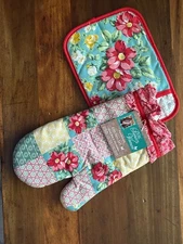 NEW Pioneer Woman PATCHWORK  OVEN MITT + POT HOLDER * Clearing NEW PW Stash!!