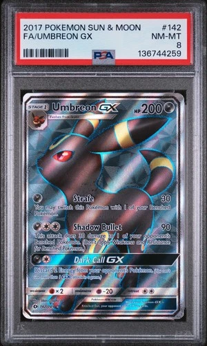 Fa/Umbreon Gx 142 - Pokemon Sun & Moon - PTCG PSA 8