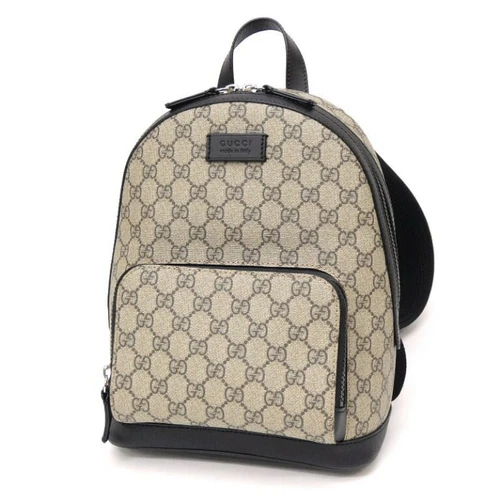 GUCCI Small Backpack Bag GG Supreme Canvas Beige Black 22x31㎝ Rucksack
