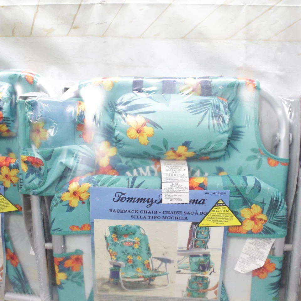2 Tommy Bahama Floral 5 Posiciones Hawaiano Clásico Plegable Mochila Silla de Playa Foto 3 de 4
