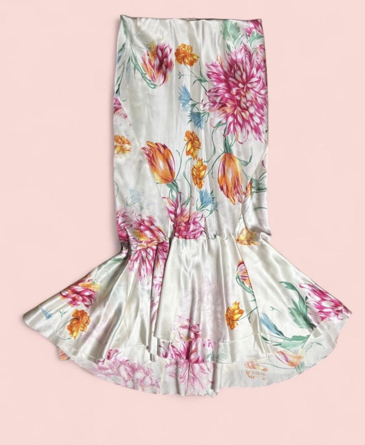Roberto Cavalli SS2002 Silk Floral Ruffle Skirt Rare image 5