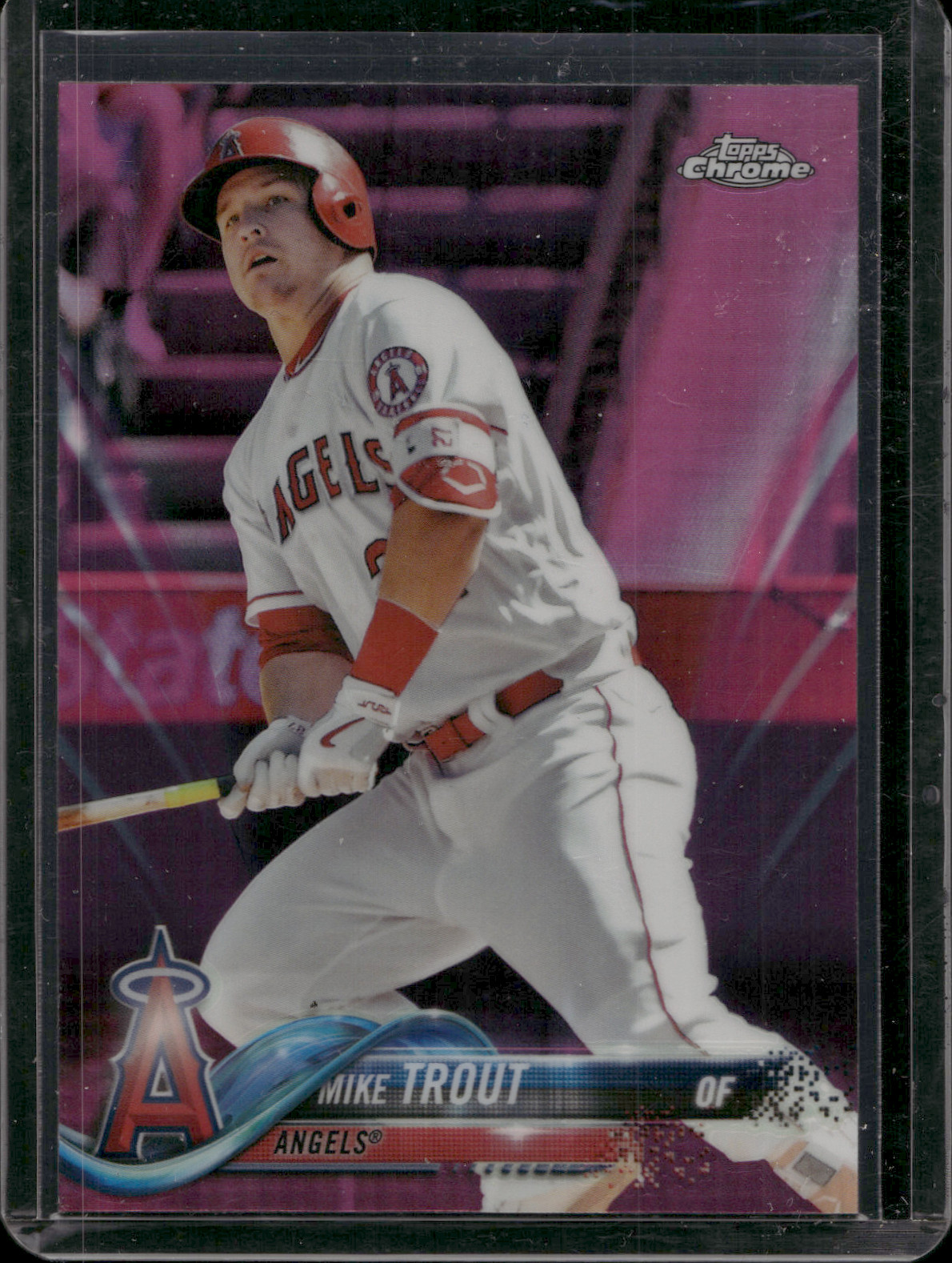 2018 TOPPS CHROME REFRACTOR BASEBALL #100 MIKE TROUT