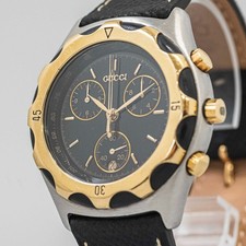 GUCCI 50.000/50.500 Qz Chronograph 18K Gold Plated & Stainless Steel Men's Watch