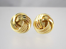 1/2" Ribbed Textured Gold Tone Knot Stud Post Pierced Earrings 163Q