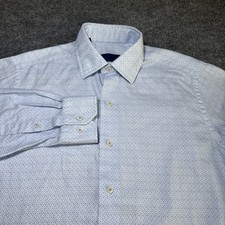 David Donahue Button Up Geometric Print Long Sleeve Dress Shirt Men Size Medium
