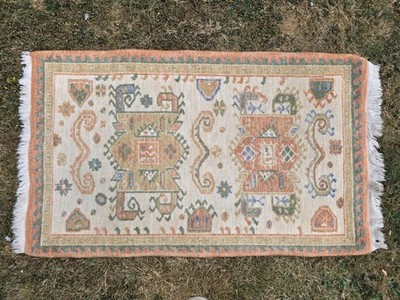 Kleiner Teppich Vintage Perser Stil Fransen Traditioneller Teppich 115 x 66 cm