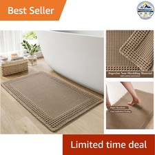 Waffle Bath Mat 17 in x 24 in Brown Non Slip Absorbent Bathroom Rug