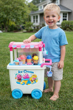 Playgo Toys Kids Ice Cream Cart Stand Gourmet Ice Cream Cart 28 Piece NEW BOX