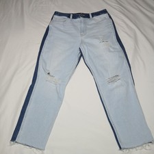 Hollister Two Tone Ultra High Rise Mom Jeans Women's Size 29 x 25 9S Distressed
