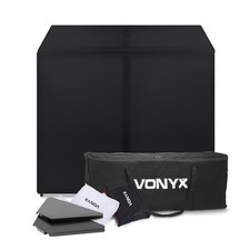 Vonyx DB3 Mobile DJ Booth Stand with Corner Shelves - Portable Setup