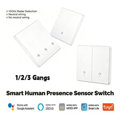 Tuya Zigbee Wall Light Motion-sensor Smart Switch  for Alexa/Google 1/2/3 Gangs