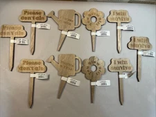 Variety Pack Of 10 Wood Garden Party Plant Markers NEW