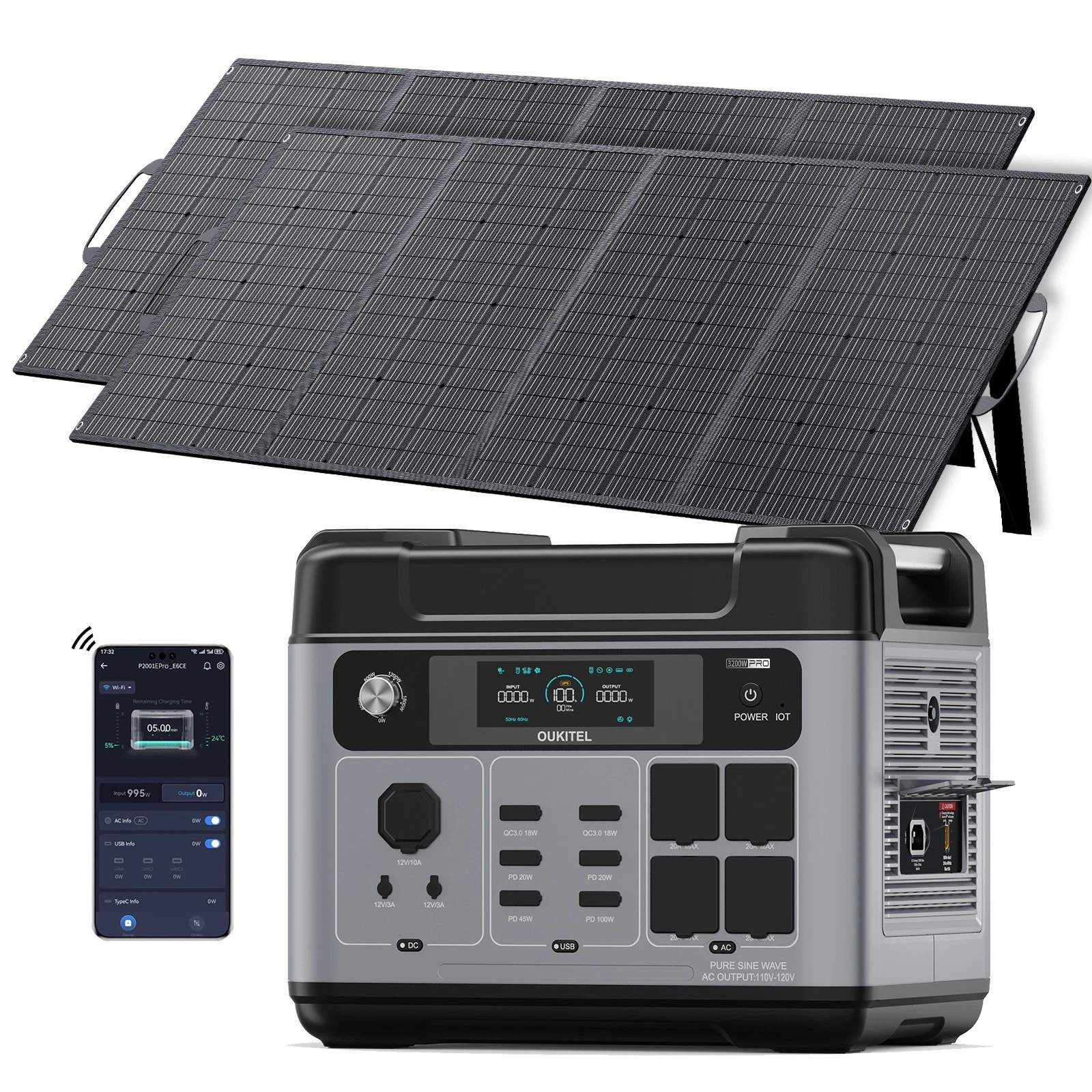 OUKITEL P2001E PRO 3200W Solar Generator 2048Wh LiFePO4 With 2*200W Solar Panel
Opens in a new windo