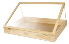 36 inch Portable Natural Pine Wood Countertop Display Case - 24"W x 36"L x 4"D