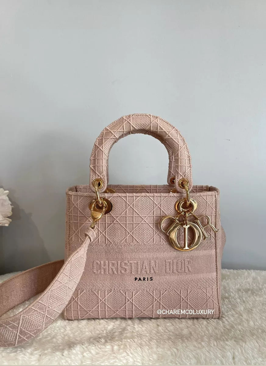 SO PRETTY! AUTH 🌸 Pink Embroidery LADY DIOR Medium D-Lite 🌸 BAG