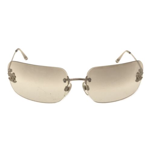 Chanel 4017-D c.124/57 Rhinestone CC Logo Blue Gradient Rimless Sunglasses  –