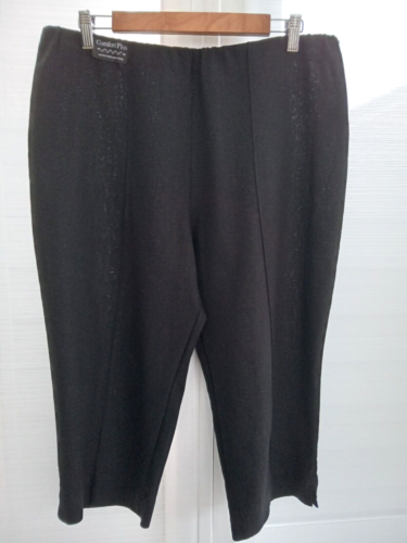 Classic women's Black Crop Linen Blend Elastic High Waist Seamed Trouser Size 16 - Picture 1 of 8