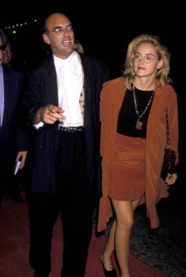 Sharon Stone & guest at Air America LA Premiere at Manns Chi - 1990 Old Photo 2