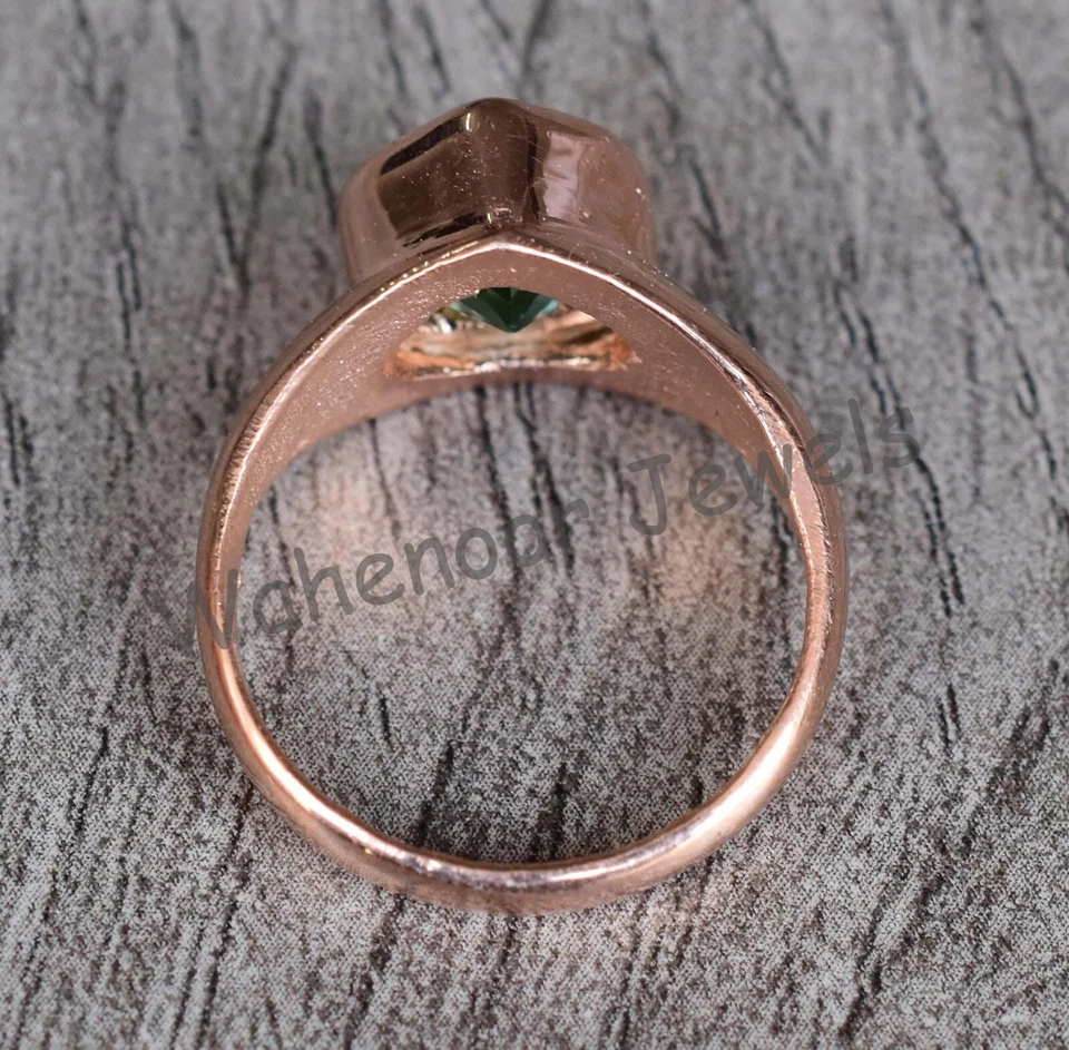 Impresionante anillo de plata de ley 925 pera zafiro natural hecho a mano certificado Foto 4 de 4