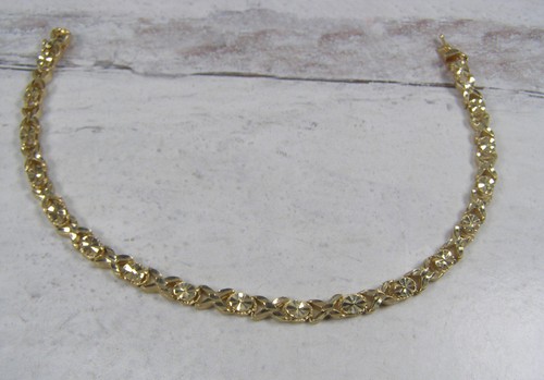 Pulsera estilo eslabón de tenis de oro amarillo 14K corte diamante Starburst XO Italia - Imagen 2 de 6