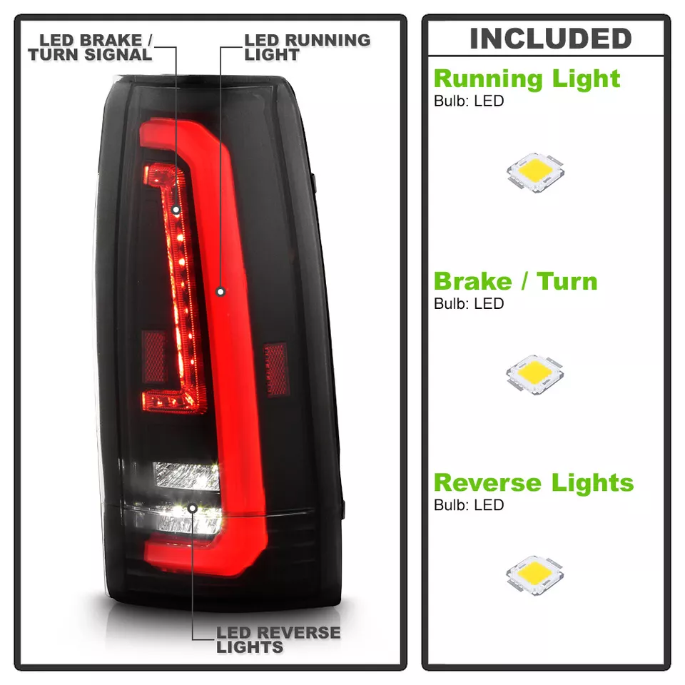 For 1988-1998 Chevy/GMC C10 C/K 1500 2500 3500 Black Smoke Full LED Tail Lights - Image 4 of 4