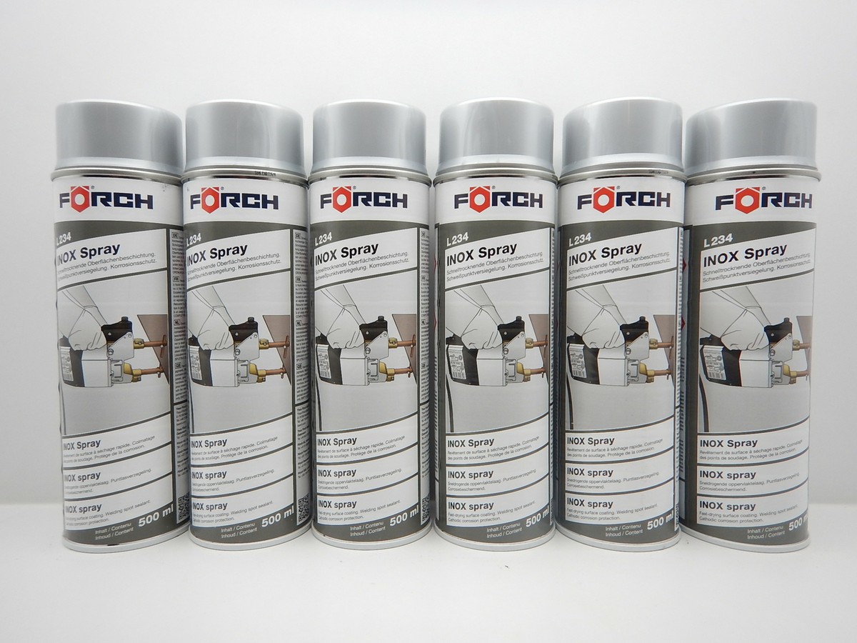 FORCH INOX L234 Edelstahl-Spray - Schweisspray Für Korrosionsschutz, 3 Dosen, Acrylharz-Basis, Bis 110°C Beständig
