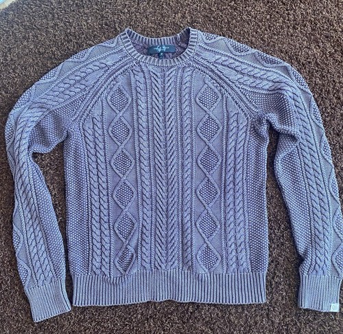RAG & BONE Dexter Aran Cable Knit Cranberrry Sweater Medium - Picture 2 of 7